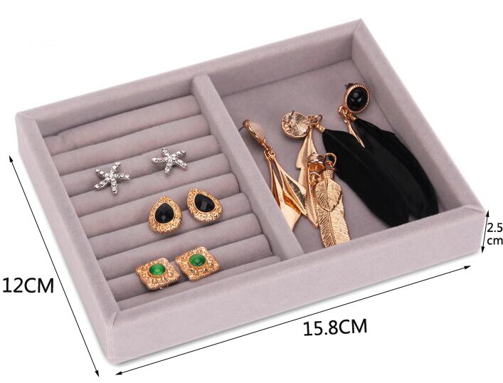 Drawer Jewelry Display Storage Tray Jewellery Organizer Box Earrings Holder Rings Packaging Watch Necklace Stand: SRingPlusFlatTay