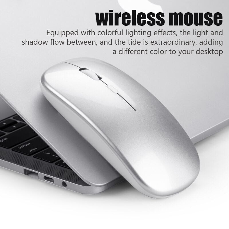 Mysz bezprzewodowa 1600DPI mysz komputerowa RGB Bluetooth cichy akumulator z podświetlany diodami LED USB myszy na PC Laptop