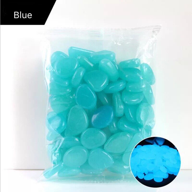 100/200Pcs Garden Luminous Stones Glow In The Dark Rocks Garden Pebbles for Garden Walkways Path Patio Yard Fish Tank Decoration: 100pcs / Blue