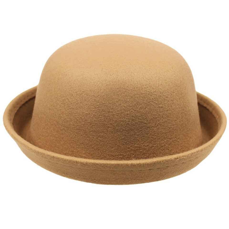 Parent-child Fedora Hat Kids' Round Top Hat Dome Cap Children Dress Hats Felt Hats Wool Felting Bowler Hat For Mom and Baby: C0211-7 / S