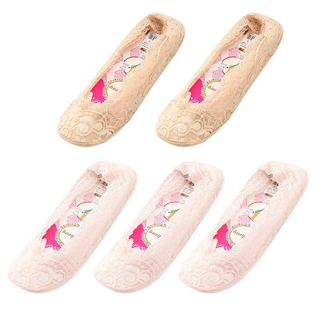 5 Pairs Vrouwen Kant Onzichtbare Sokken Siliconen Antislip Katoen Mode Sokjes Slippers Vrouwelijke Zomer Dunne No Show boot Sokken: 10