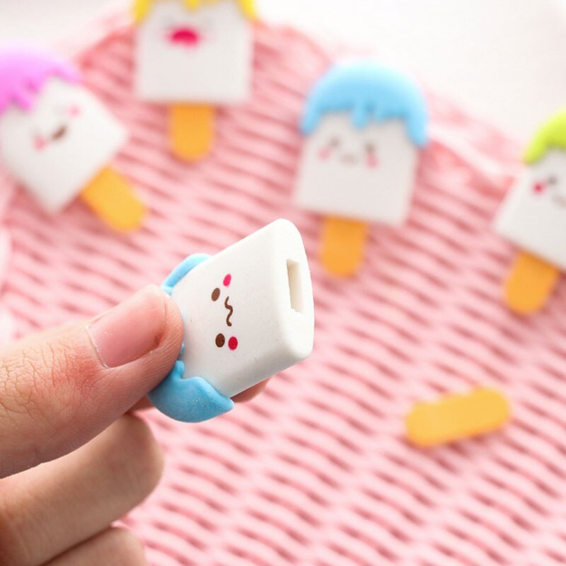 4 pcs/lot Cute ice-lolly shape eraser Cartoon animals rubber eraser kawaii stationery school supplies papelaria kids