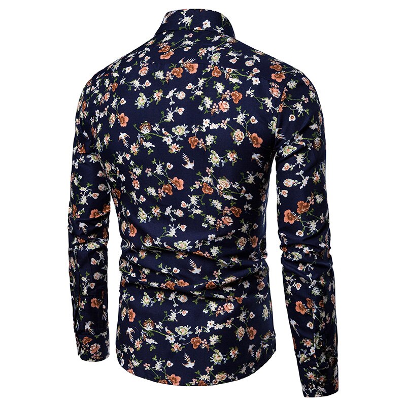 Camisas informales Retro con estampado Floral para hombre, camisa de vestir clásica a la , transpirable, de manga larga, ropa de , M-5XL,