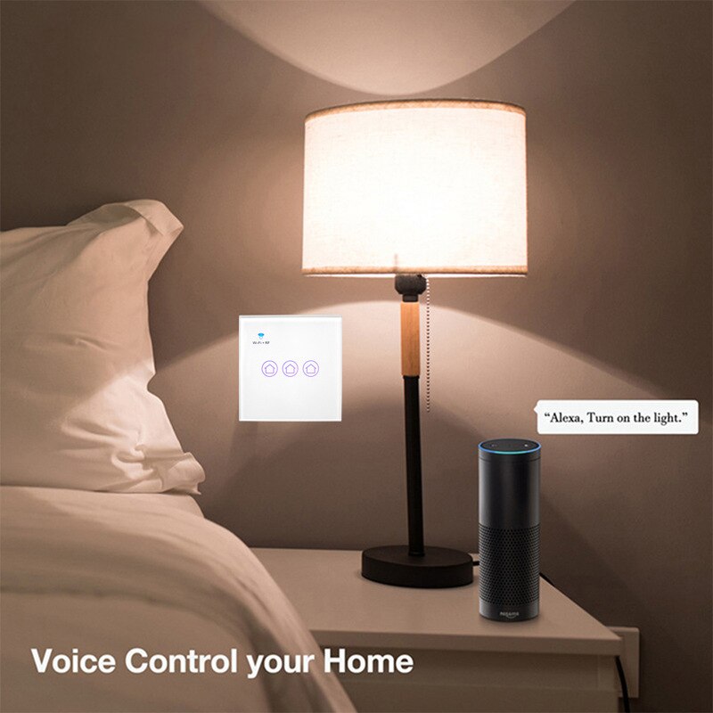 Wifi Smart Light Switch WiFi Smart Light Switch Glass Panel Touch Switch Compatible with Alexa Google Home Smart Wall Switch