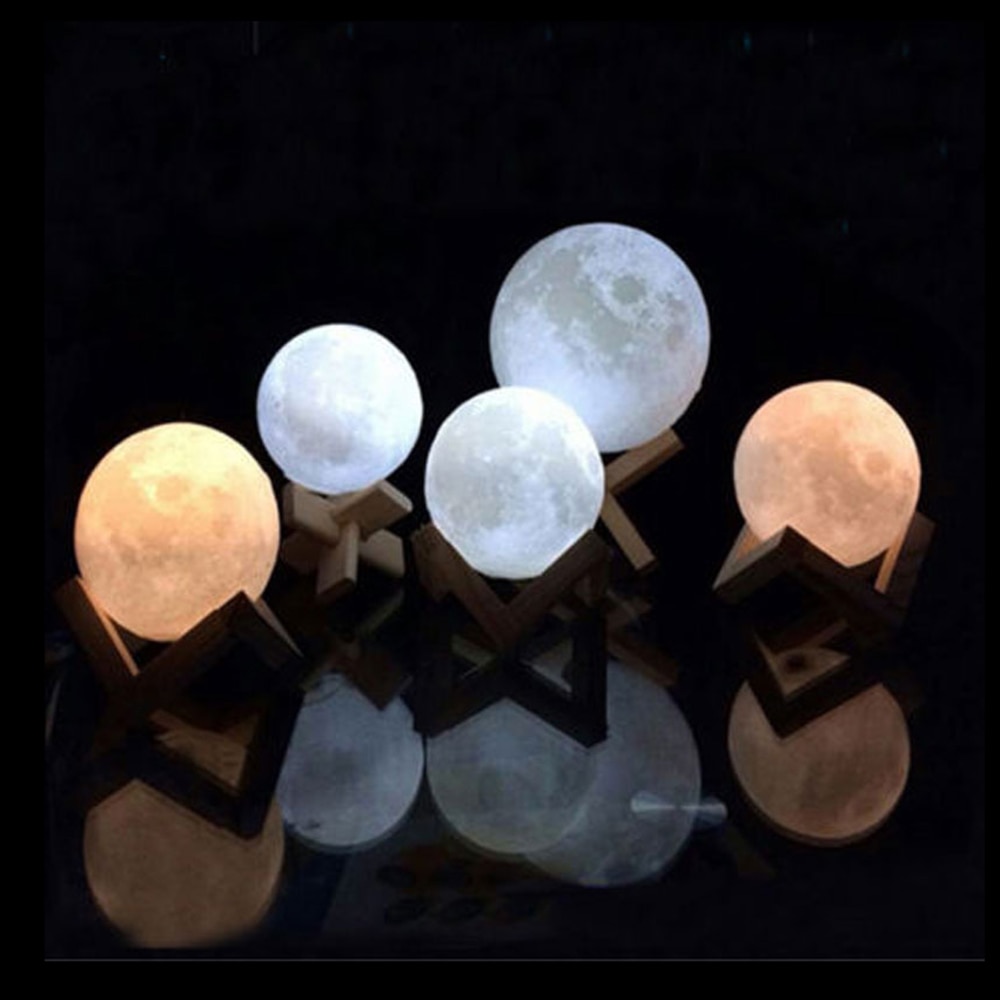 USB LED Nachtlampje 3D Afdrukken Maan Lamp Kleurrijke Verandering Touch Decoratieve Lichten Nacht Lamp Traploos Dimbare Thuis Creatieve