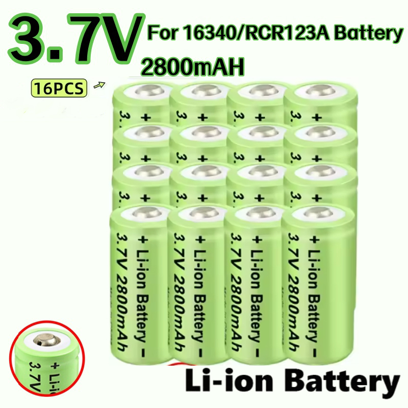 20 st. 2800 mah uppladdningsbara batterier, 3.7v litiumjonbatterier , 16340 rcr-batterier  cr123a 123 icr-batterier för led-ficklampa för resor: Silver-