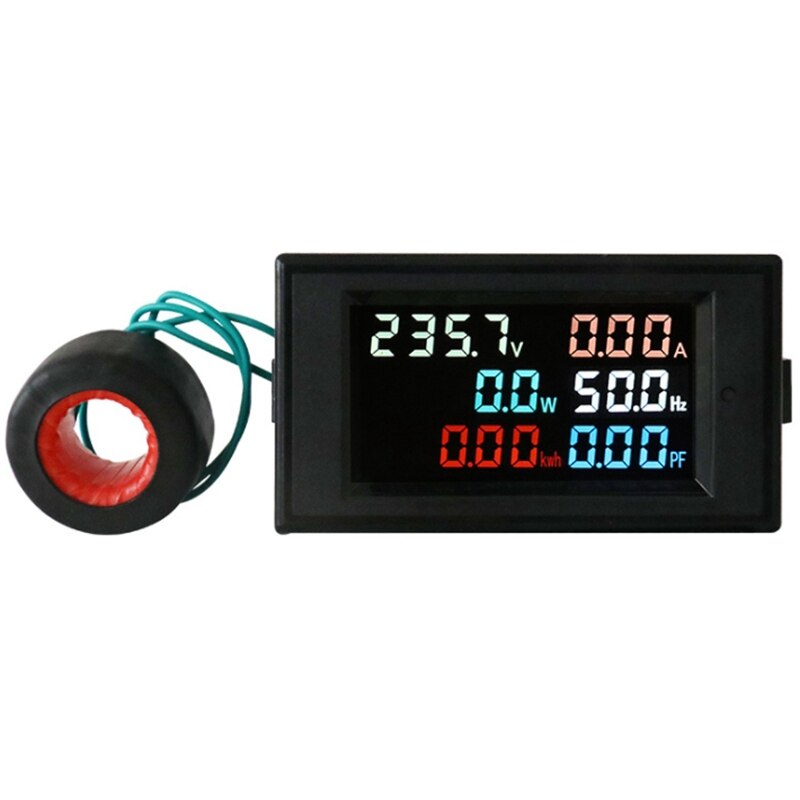 D69-2058 Voltmeter Amperemeter Power Factor Elektrische Energie Frequentie Meter Digitale Panel Wattmeter Lcd Volt Amp: Donkergrijs