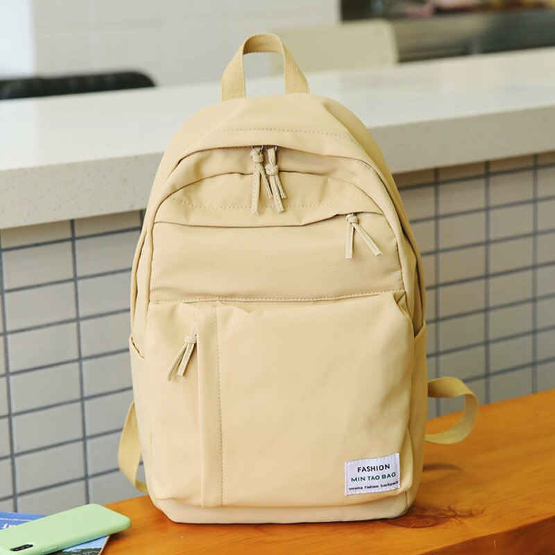 Pretty Style Girls School Backpack Big Capacity Waterproof Nylon Schoolbag Backpack Girls School Bag for Teenager: Beige