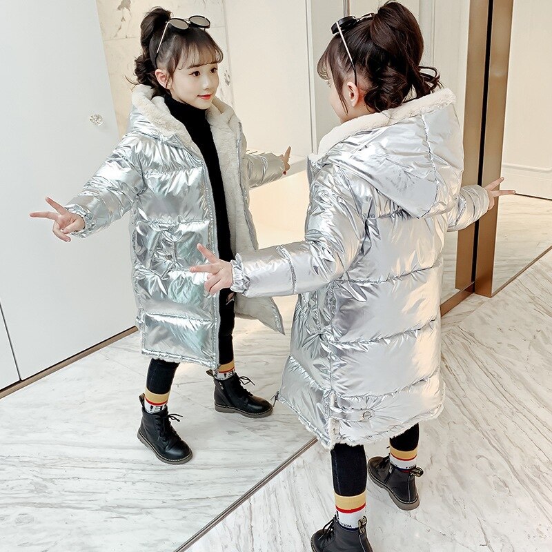 -30 Russian Winter warm Plus thick velvet Jacket for Girl Clothes Parka Hooded Coat Waterproof snowsuit Kids Outerwear