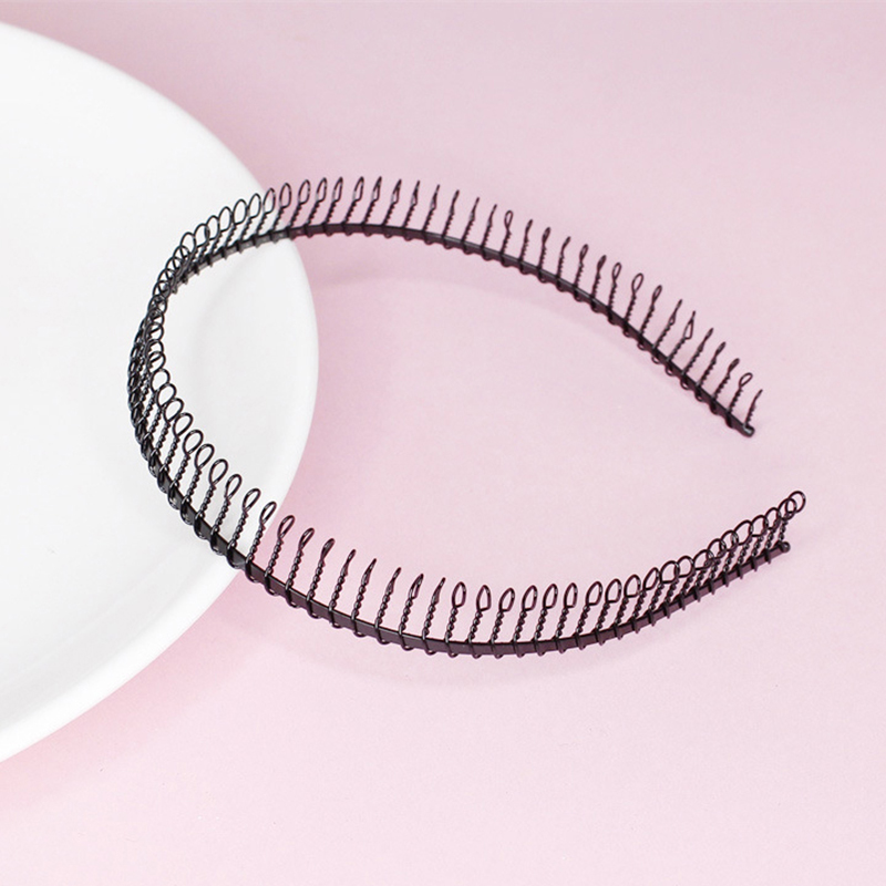 Metalen haarband voor mannen en vrouwen, unisex, zwarte golvende haarband, gezichtsreinigingshaarband, 5mm breedtes, eenvoudige sporthaarband, haaraccessoires: Zwart