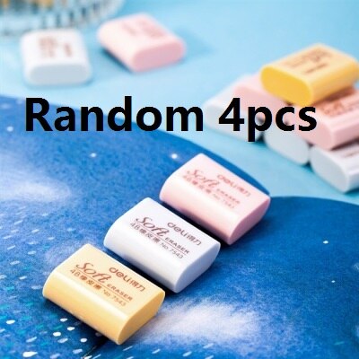 4Pcs 3Colors Soft 4B Rubber Erasers Students School Test Answer Card Pencil Eraser Homework Draw Art Class Wipe Clean Safe 7543: Random 4pcs