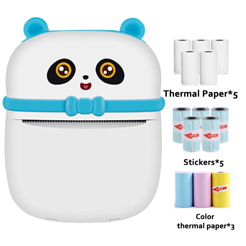 Portable MINI Printer Thermal Print Photo Pocket Thermal Label Printer 58mm Printing Wireless Bluetooth Android IOS Printers: blue-13