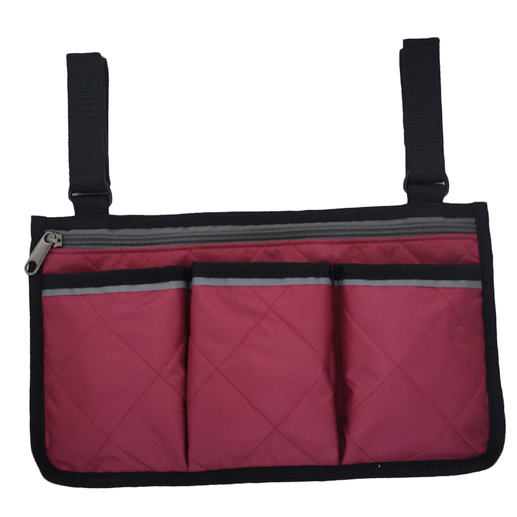 Pochette universelle d'organisateur de rolateur de sac de marcheur, sac latéral de Scooter de fauteuil roulant pour le stockage de casse-croûte de portefeuille de articles divers: Wine Red
