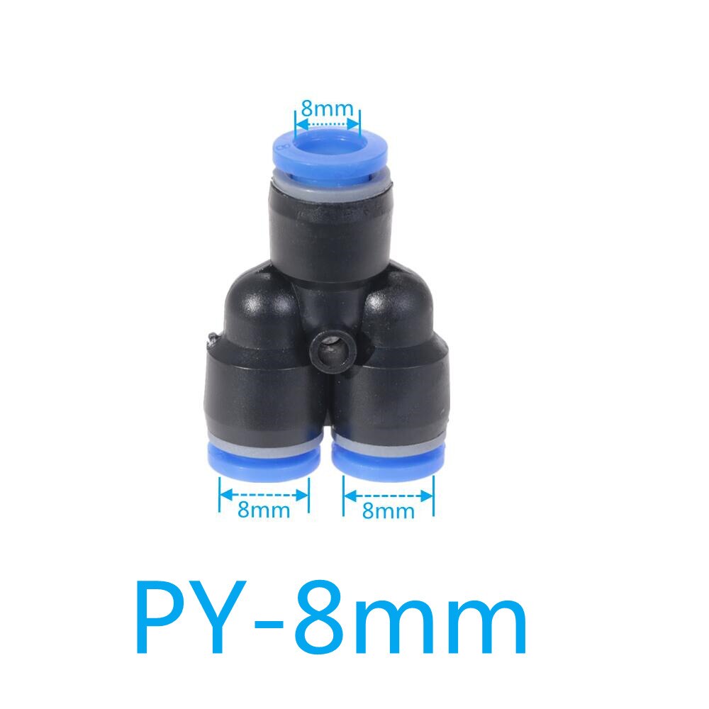 "Y" Pneumatic Connector Tee Union Push In Fitting for Air Pipe joint OD 4 6 8 10 12 14 16MM Pneumatic Fittings PY: PY-8MM