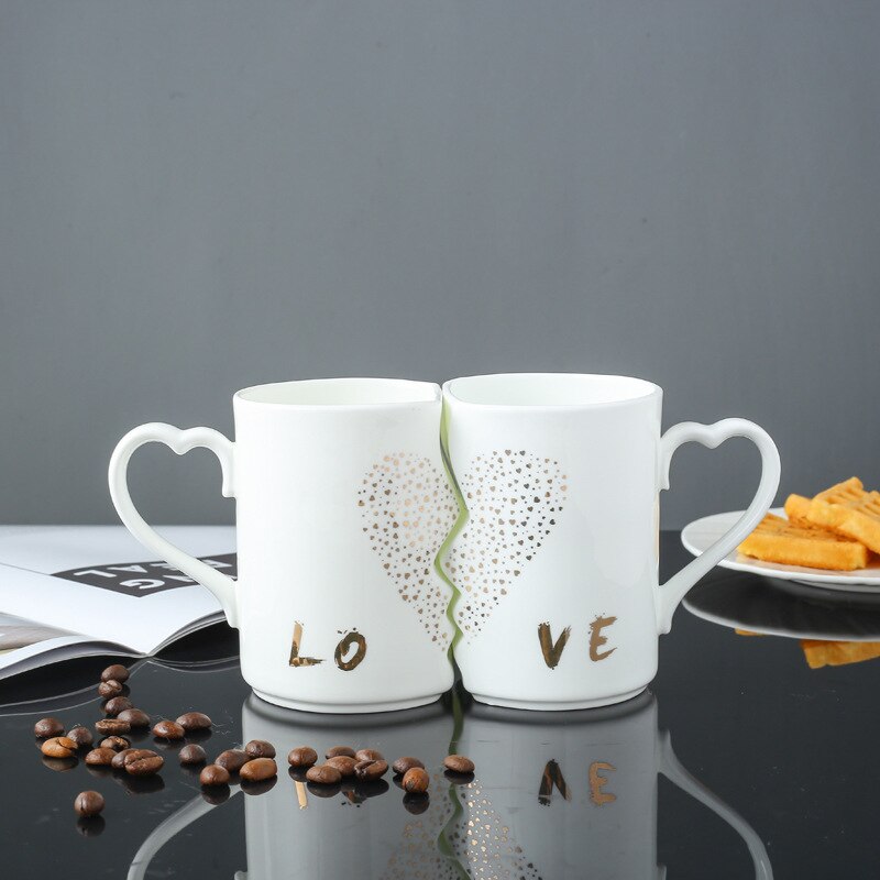 OUSSIRRO 2 Pçs/set Casal Beijo Caneca de Cerâmica Xícara de Café Criativo Presente de Aniversário de Casamento Dia Dos Namorados