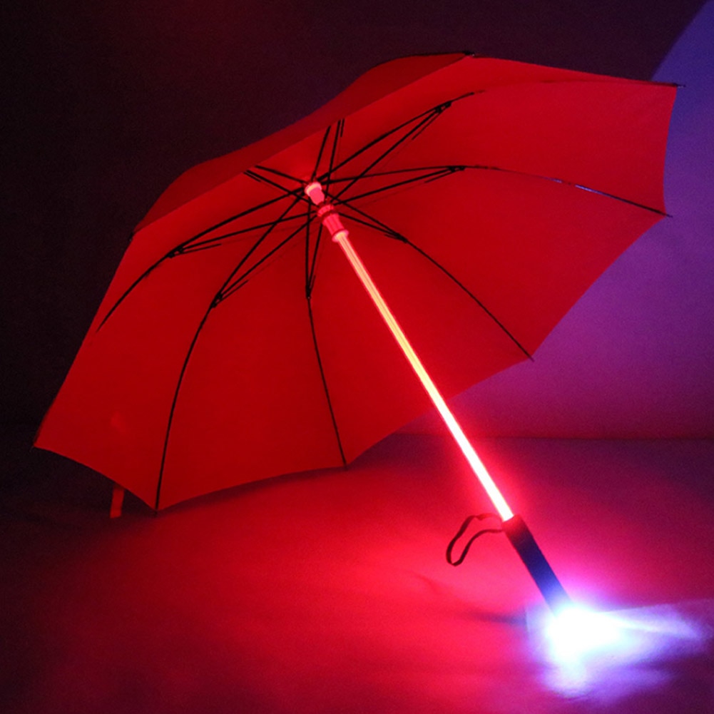 Kunststoff verrotten Wandern Regen transparent LED Regenschirm Männer Frauen blinken Auf Nacht Licht Halfter Rolle Wasserdicht Winddicht Regenschirme