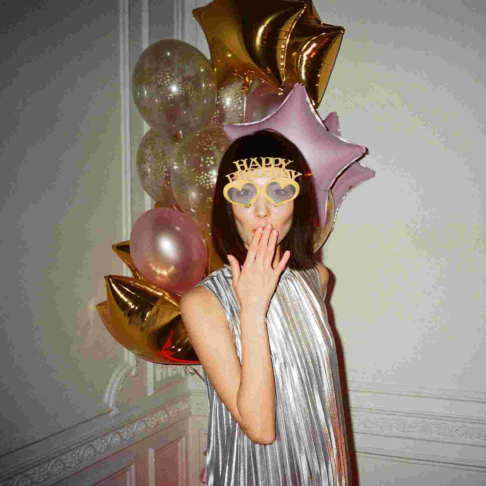 Birthday Party Glasses Eyeglasses Heart Eyeglasses Photo Prop: Golden