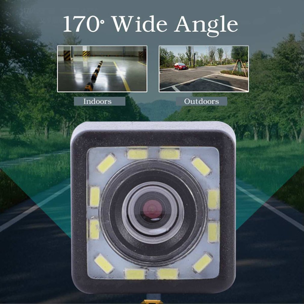 12 Lights Plug-In Square Reversing Camera Car Night Waterproof Reversing Image Rear View Wide-Angle Reversing Camera