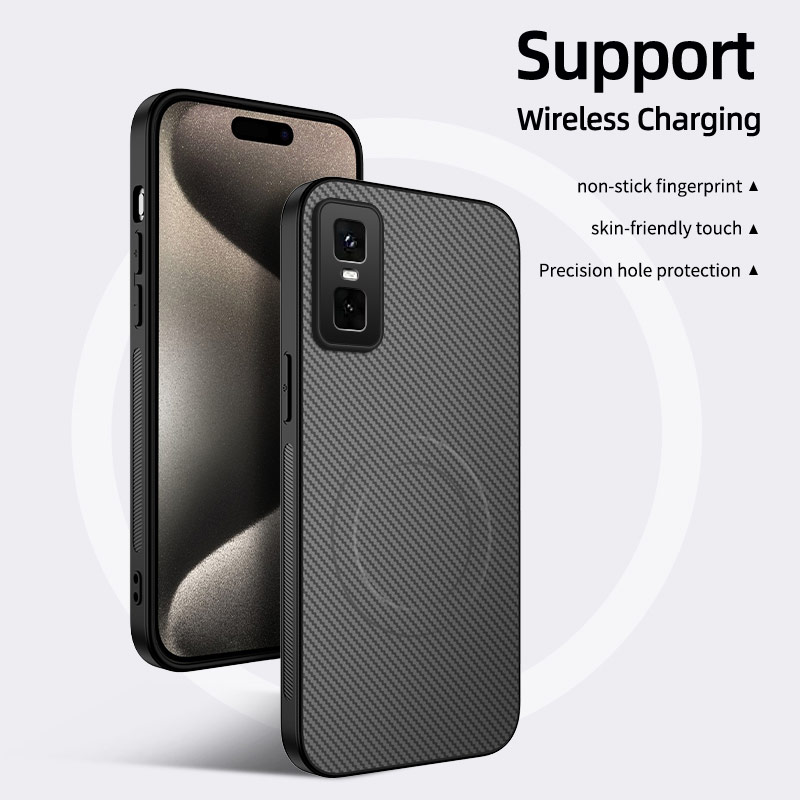Funda para Infinix GT 30 Pro 5G, funda trasera de silicona de cuero a rayas de fibra de lujo para MagSafe, funda magnética para Infinix GT 20pro: Madera / Negro