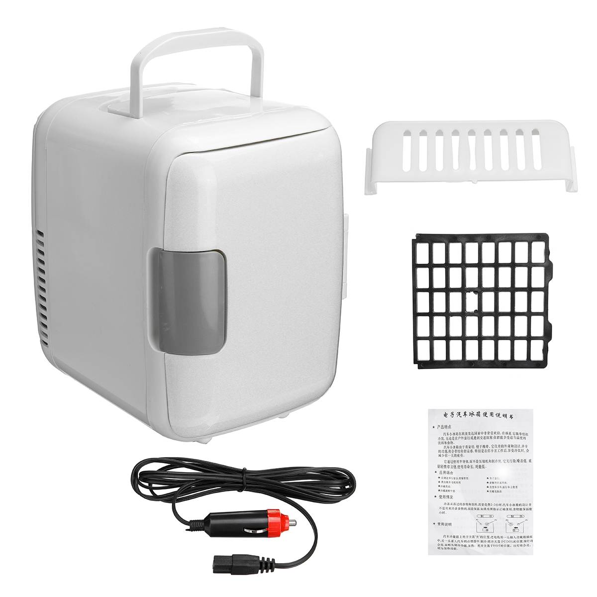 2 in 1 4L Portable Mini Car Refrigerators Dual-Use Portable Warmer Freezer Cooler Camping Fridge Vehicle Travel Fridge: White