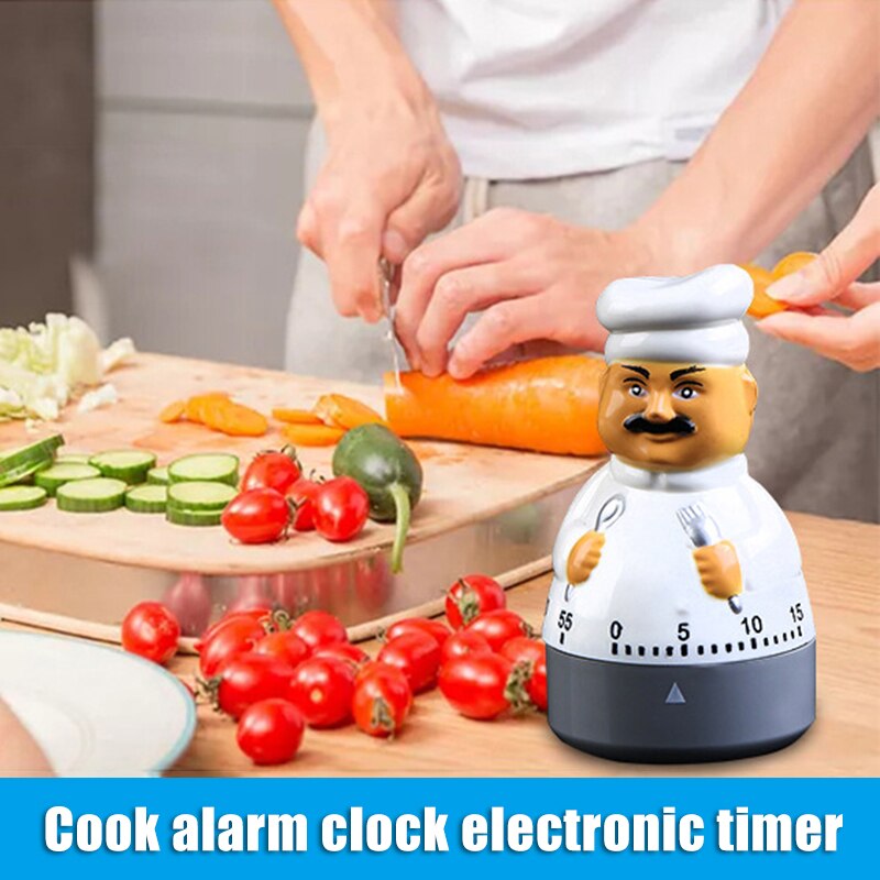 Grappige Chef Keuken Timer Plastic Mechanische 60 Minuten Koken Tellen Countdown Alarm Bell Slaap Stopwatch Klok