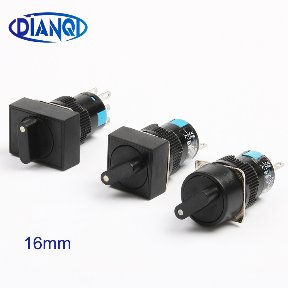 16mm 2/3 positions Latching self locking 3/6 pins push Rotary button switch round selector switch Round/square/rectangular head