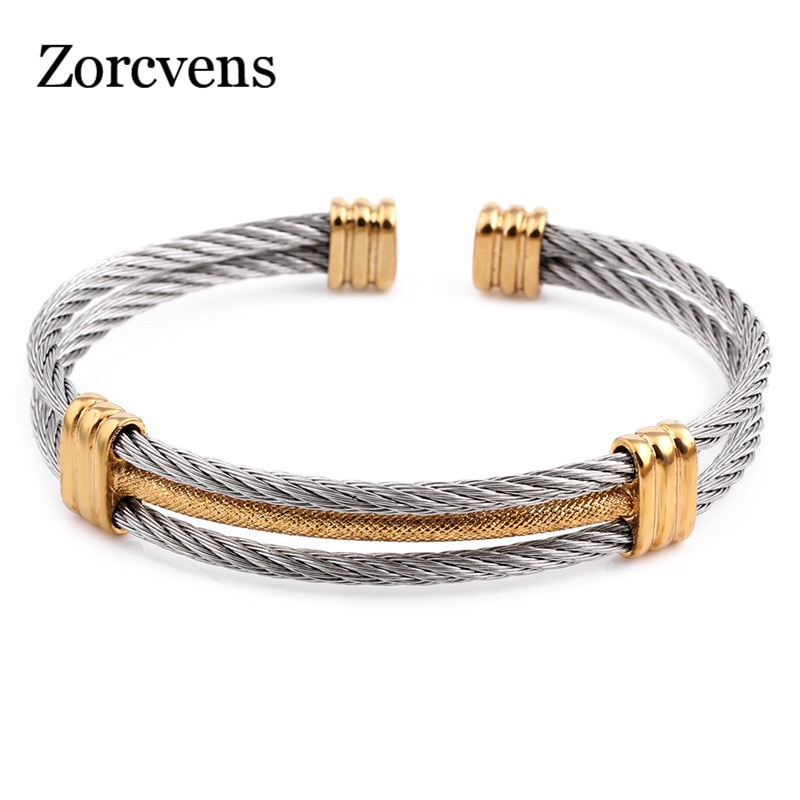 ZORCVENS spring wire line colorful titanium steel bracelet stretch Stainless steel Cable Bangles for women