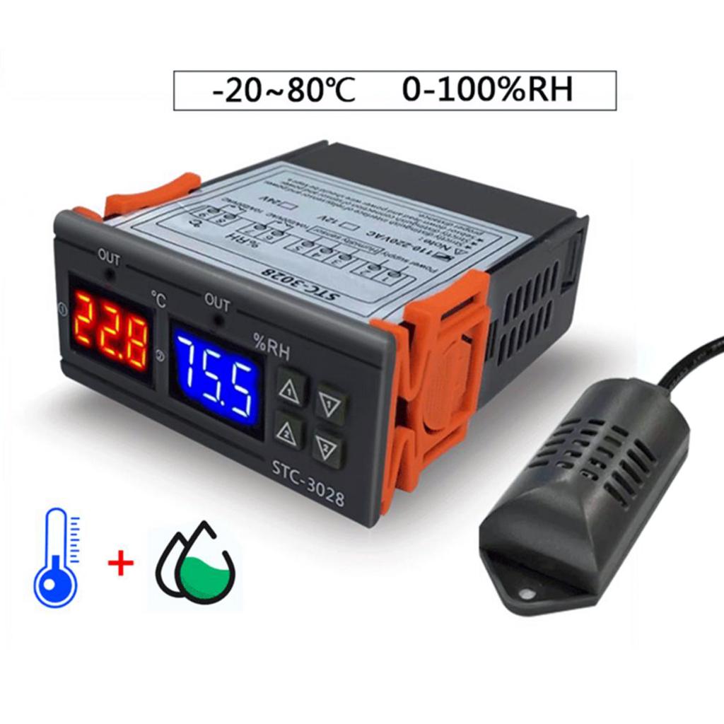 Temperature and Humidity Controller - Pre-Wired Dual Stage Thermostat adn Humidistat for Mushroom Greenhouse Reptile