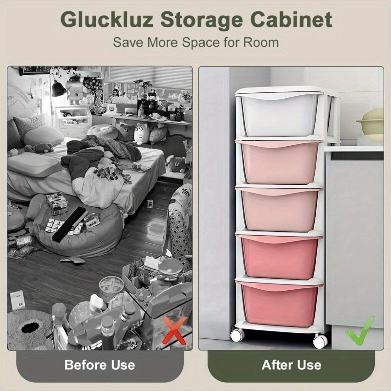 3/5 layer Drawer Style Multi-layer Storage Cabinet, Durable Plastic Storage Cabinet, Easy To Assemble in Bedrooms, Saving Space