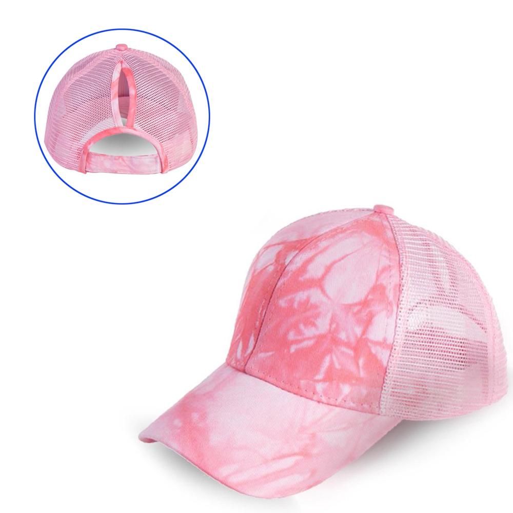 Ponytail Baseball Cap Messy Bun Hats For Women Washed Cotton Snapback Caps Ladies Casual Summer Sun Visor Outdoor Hat: Pink 1