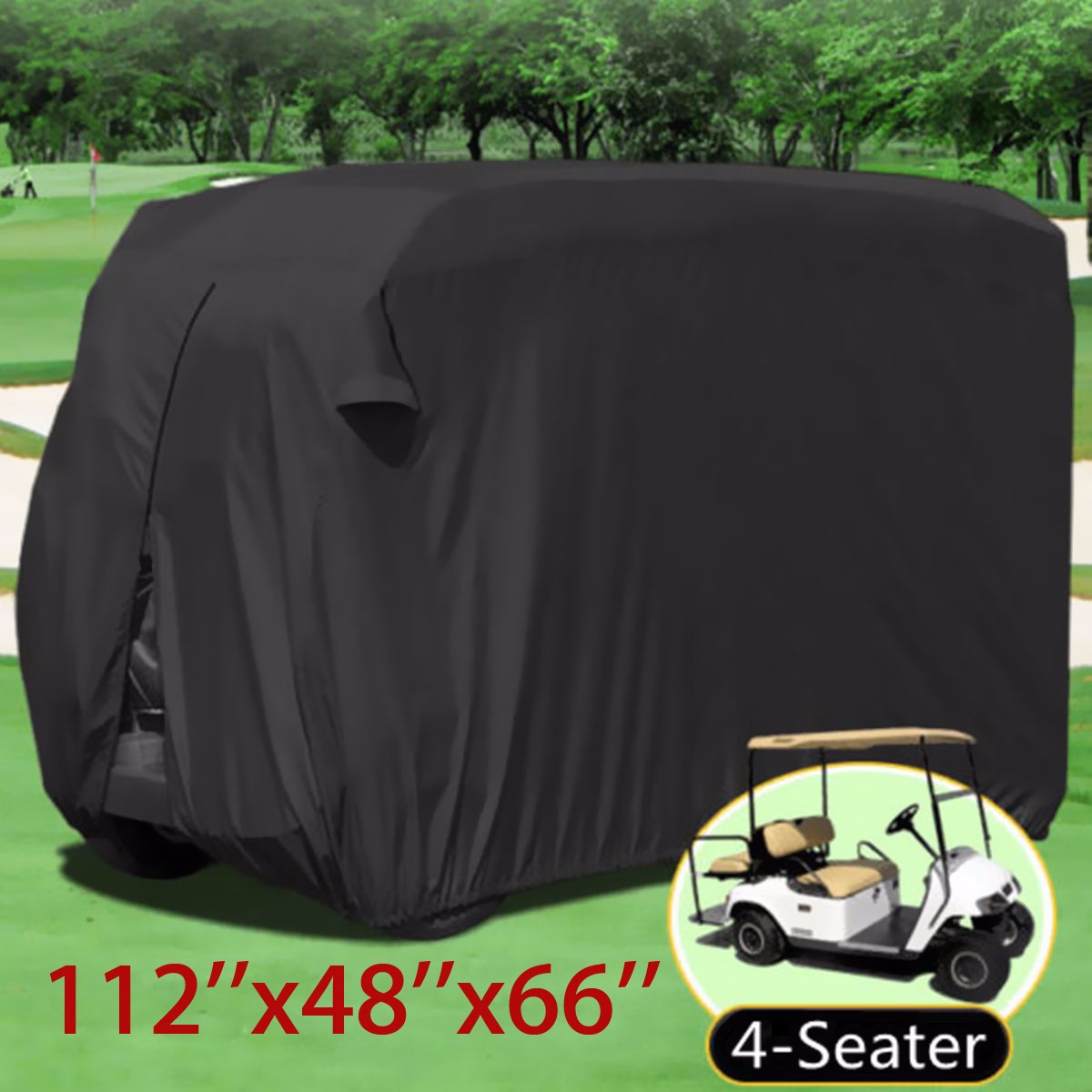 4-Seater Passengers Golf Cart Cover Oxford Car Roof Enclosure Covers Golf Storage Zippered 285X122X168cm Waterproof Club
