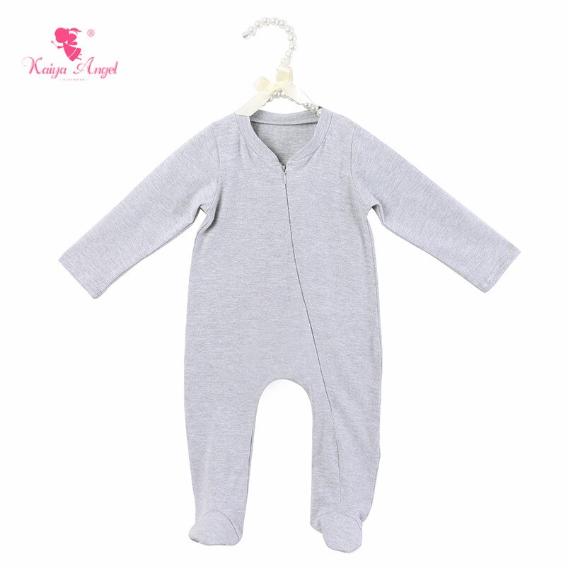 Ángel Kaiya-Footies para bebé recién nacido, NB ~ 24M, ropa para niño de primavera y otoño, algodón de estilo Simple gris, 5 unidades/lote, de fábrica