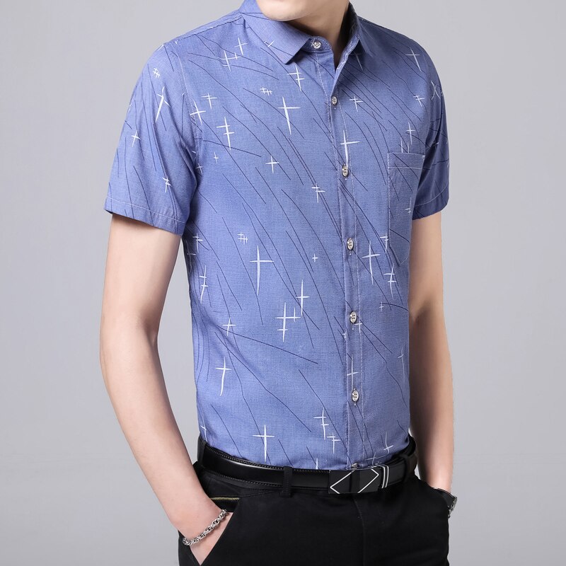 Zomer heren casual goedkoop overhemd heren gestreept overhemd korte mouw