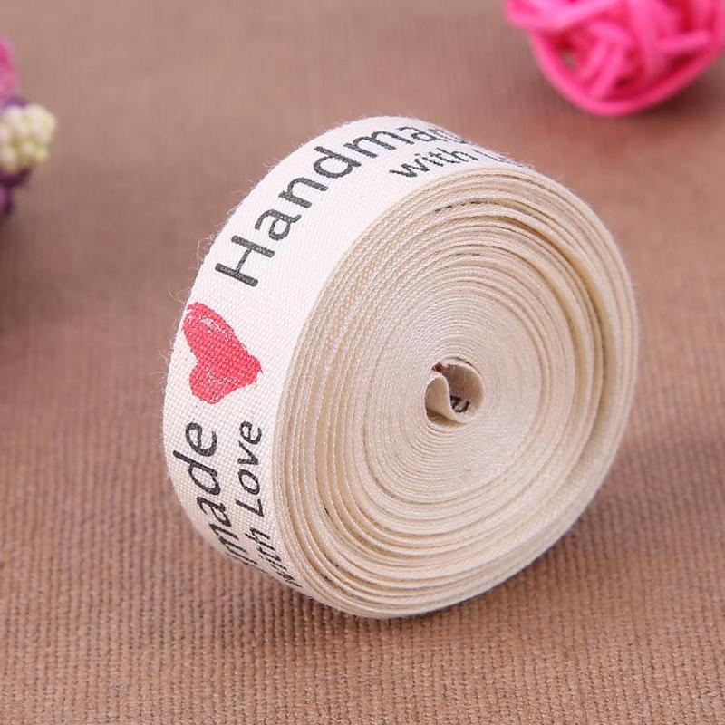 Cinta de amor de algodón hecha a mano, etiqueta de cinta de ropa, accesorios de costura de lazo hechos a mano, decoración del hogar