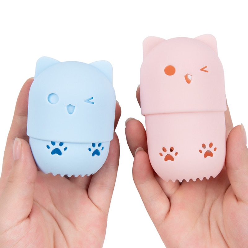 Esponja de silicona para maquillaje con forma de gato, caja de secado de huevos para maquillaje de belleza, caja de esponjas portátil para cosmética, Estuche de transporte, licuadora, soporte de esponja