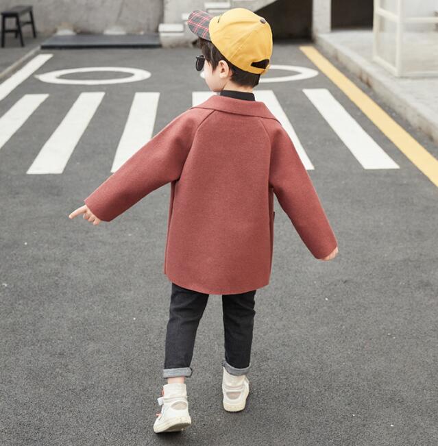 Jongens Jassen Herfst Winter Grote Jongens V Kraag Wollen Lange Jas Kids Top & Uitloper Kinderen Kleding Voor 3-12Year