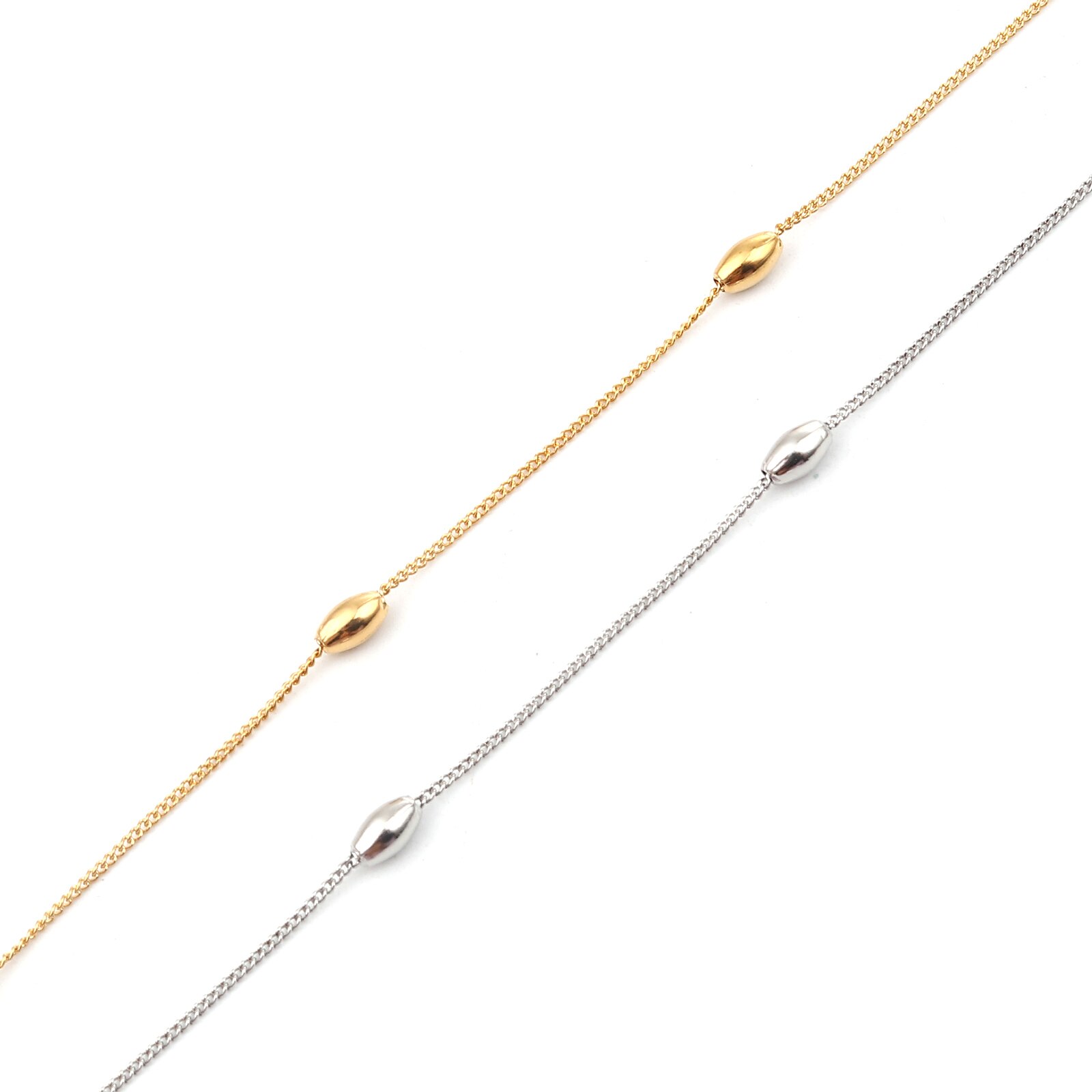 Mode 304 Rvs Enkelband Voor Vrouwen Gouden Kleur/Zilver Kleur Enkelbandje Armband Op De Hand Lover Sieraden , 1 Stuk