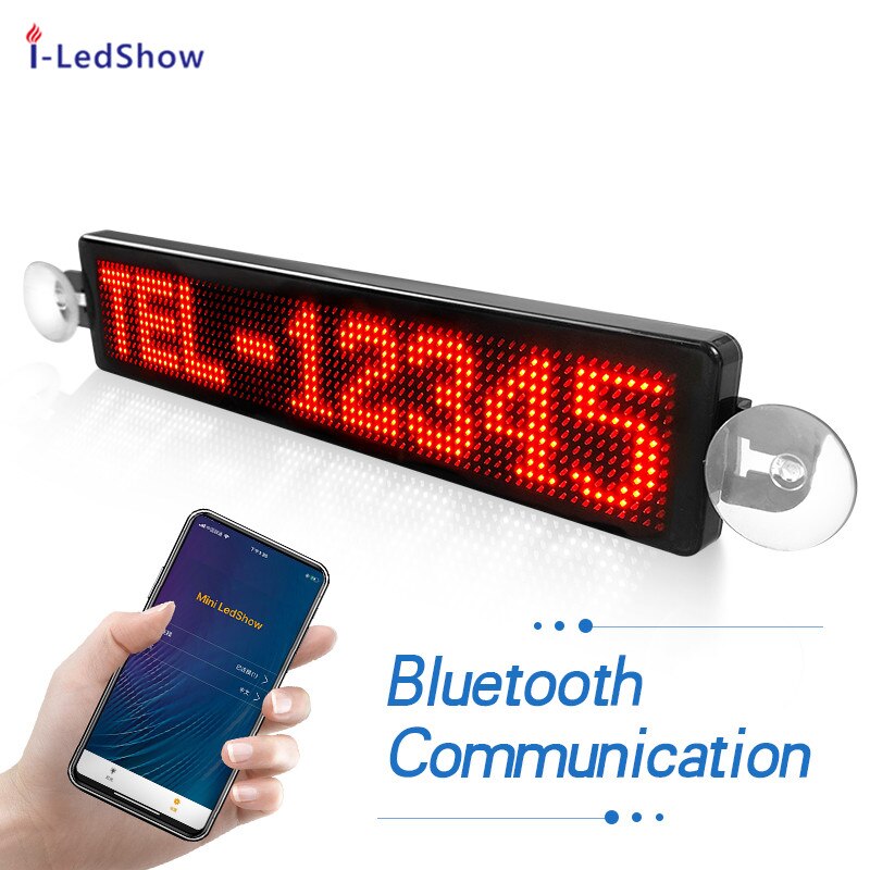 23CM 12V 12X72 pixels LED Car Sign Bluetooth control Programmable Scrolling Programmable Message display screen 12x72 pixels: RED