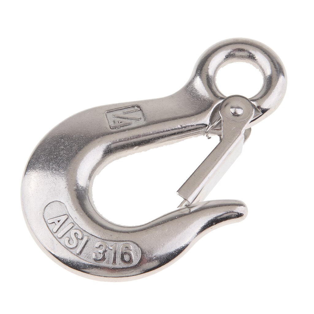 1/4&quot; Clevis Slip Hook with Safety Latch Towing Chain Hooks Stainless Steel
