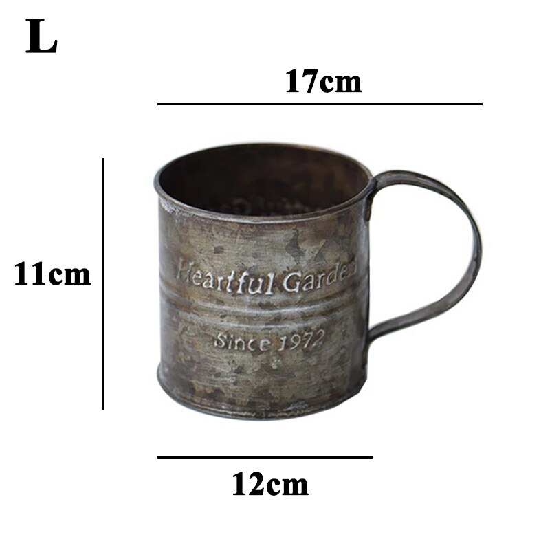 Tasse à poignée en fer rétro en métal, Vintage, impression anglaise en fer forgé, tasse à fruits, seau à fleurs, accessoires de maison, décoration de photographie: L