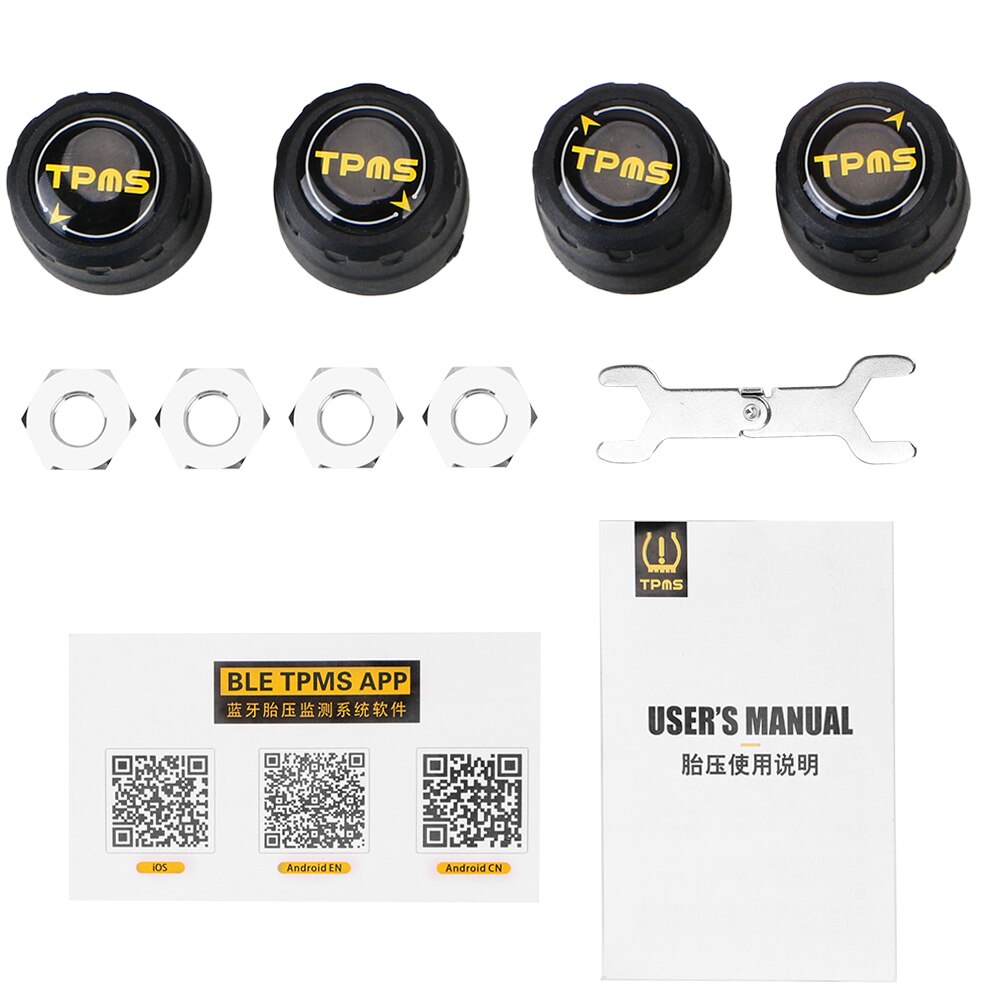 Android iOS BLE TPMS Universal Car Tire Pressure Sensor Waterproof External Alarm Tire Pressure Sensors Bluetooth 4.0 5.0: Bluetooth 5.0