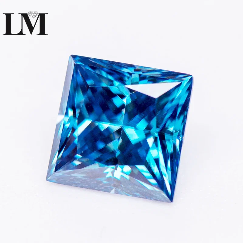 Moissanite steen saffier blauwe kleur Princess Cut edelsteen voor sieraden maken materiaal Lab Grown geavanceerd met GRA-certificaat