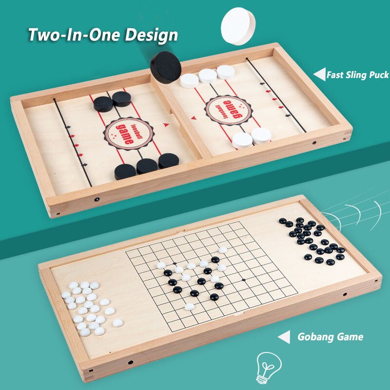 Foosball Winner Fast Sling Puck Game Table Ice Hockey Gobang Chess Wood Two-Sided Gomoku Board Games For Family Adults Children