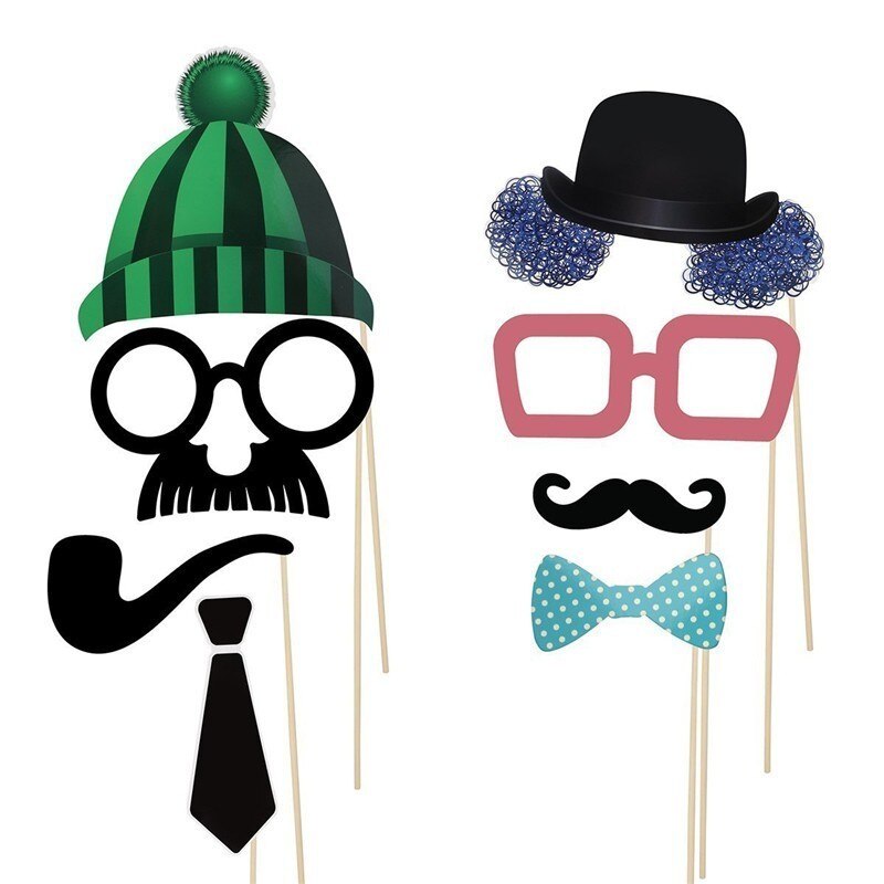58PCS Grappige Glazen Photo Booth Props Feestartikelen Hoed Snor Lip Masker Foto Props Bruiloft Verjaardagsfeestje Decoraties Volwassen