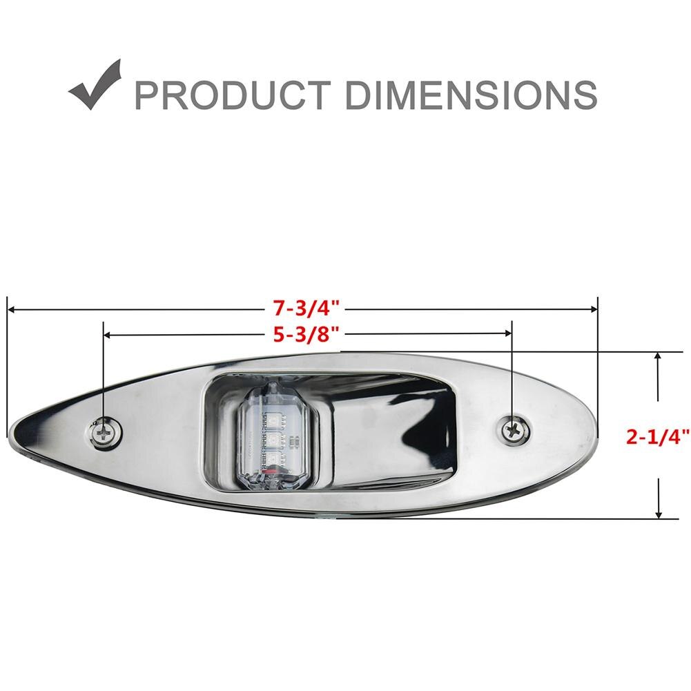 1 Pair LED Red+Green Flush Mount Marine Boat RV LED Side Navigation Lights 12V Nature White LED "5050" 0.5W Stainless Steel