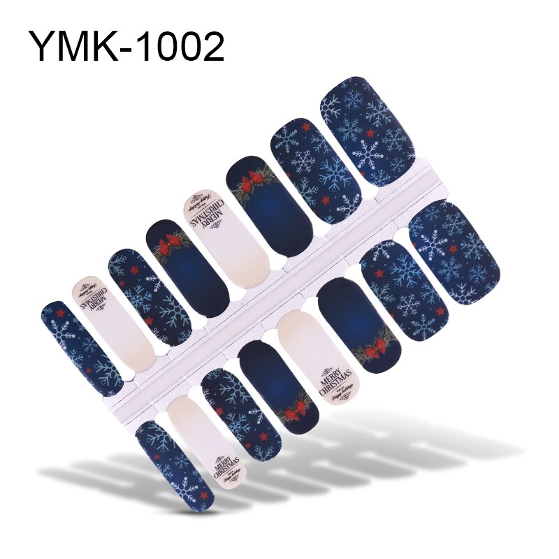 Lamemoria 16 tips/ark skönhet naglar klistermärken jul nagelinpackningar multicolor nagelkonst hela klistermärken självhäftande tips manikyr