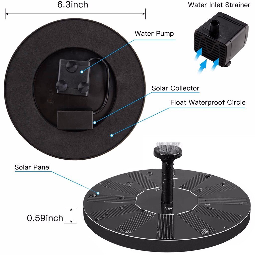 Zonne-energie 1.4W Vrijstaande Drijvende Solar Power Water Voor Tuin Zwembad Tuin Solar Decoratieve Fontein