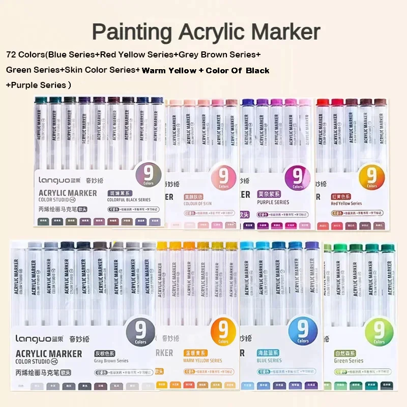 Canetas marcadoras de tinta acrílica, 81/72/63/9 cores, desenho diy para pintura em rocha, tecido de vidro cerâmico, cartão diy, materiais de arte, papelaria: Lavanda
