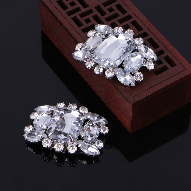 2 stk rhinestone legering glass sko clips utsmykkede spenner dekorasjon