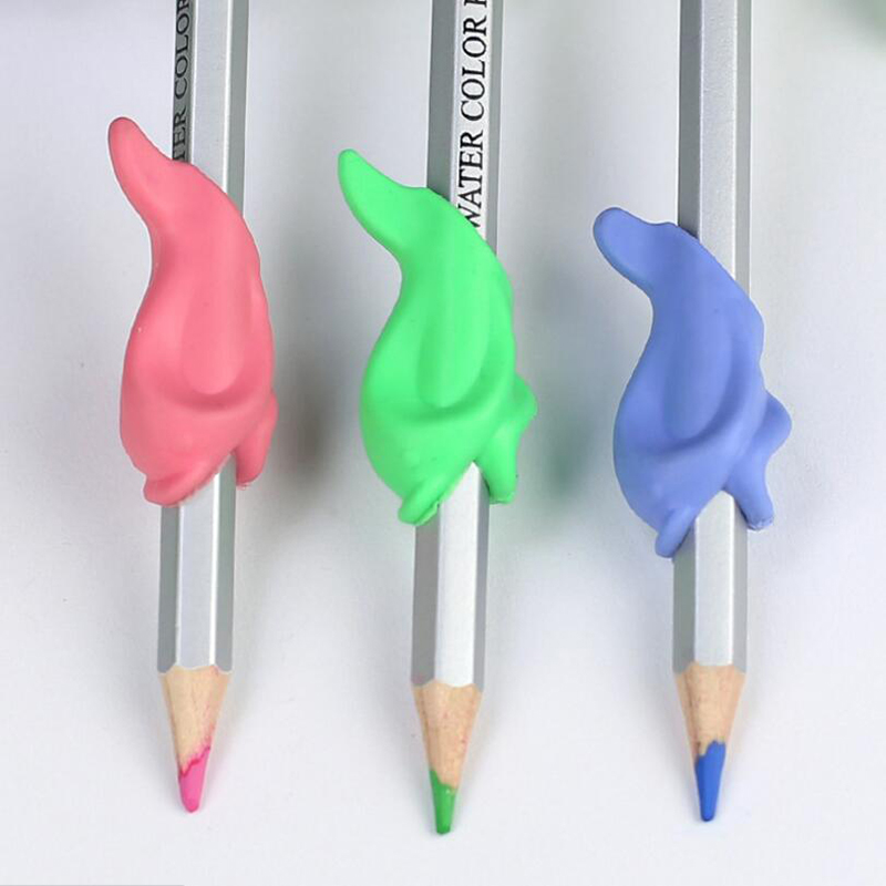 10 pz/borsa Delfino Pesce Postura Scrittura Ortesi impostato di Cancelleria di Scrittura Della Penna titolare Bambini Studenti silicone Matita Supporto Della Penna